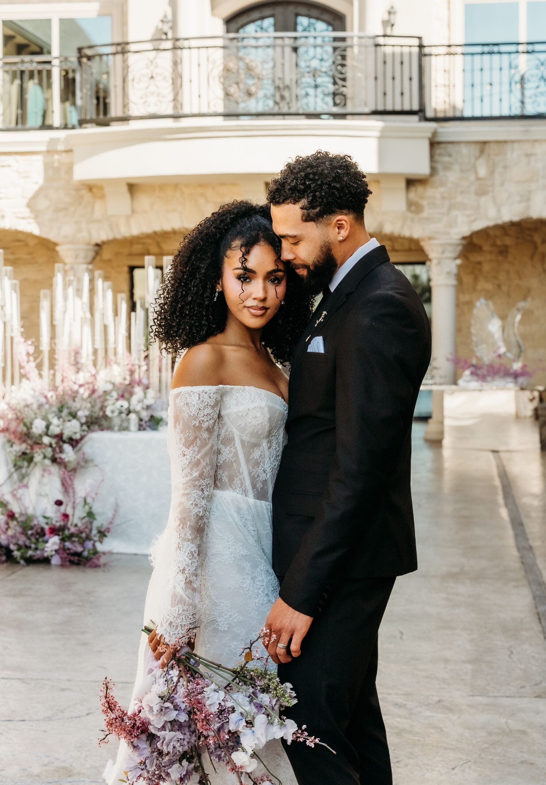 Bride and groom in an intimate portrait