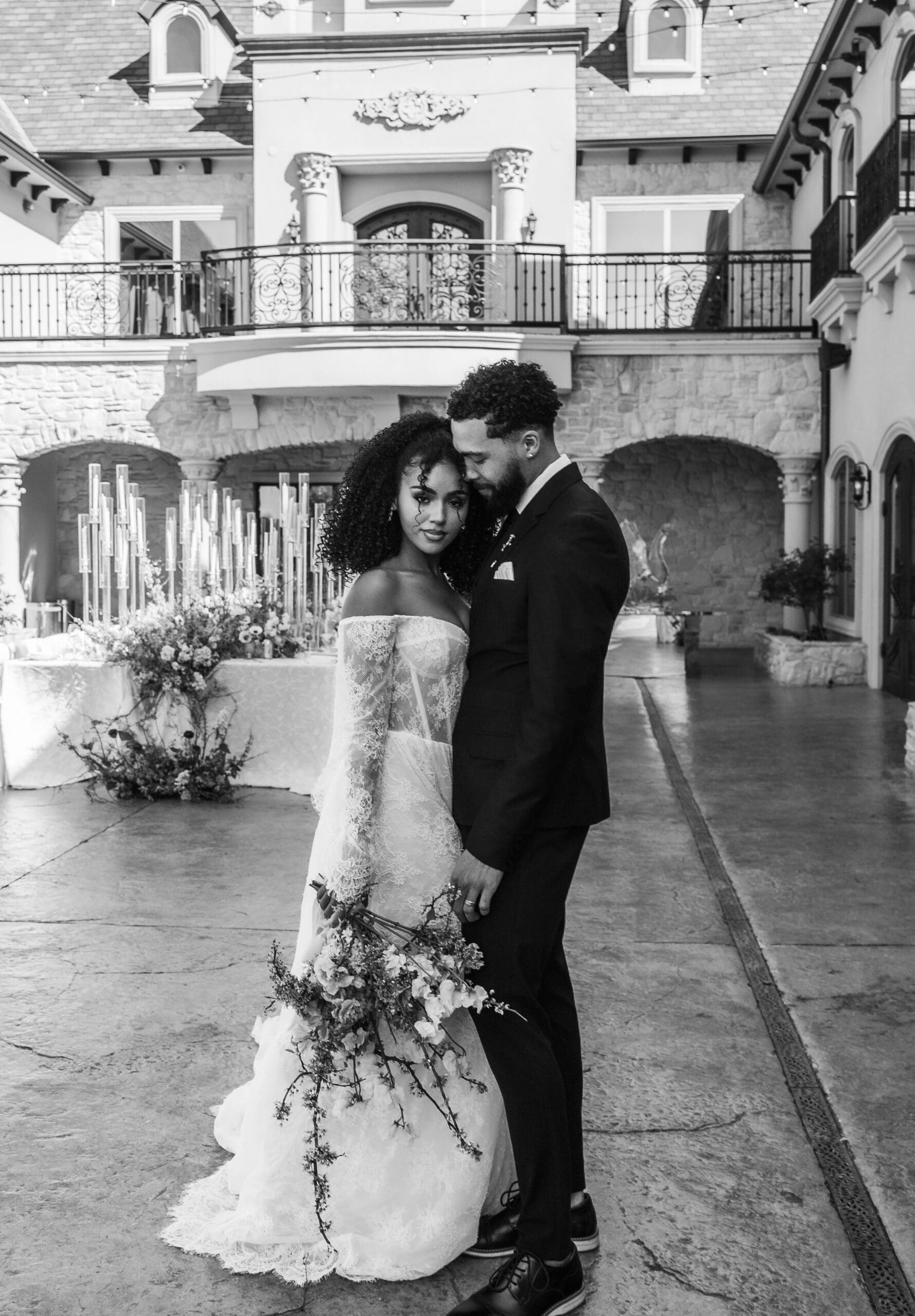 Bride and groom in a classic intimate portrait